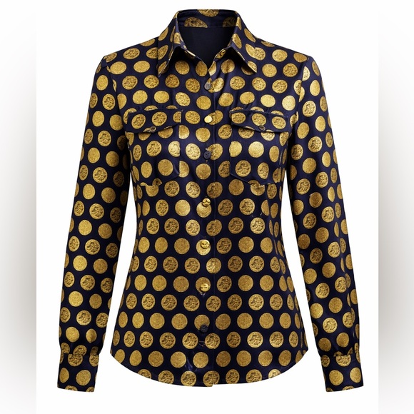 MARC BY MARC JACOBS | Silk & Metallic Polka Dot Blouse - Picture 2 of 8